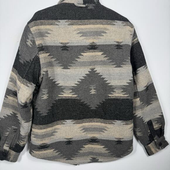 NWT JACHS New York Sherpa Lined Shirt Jacket S Aztec Wool Blend Gray Tan - Picture 11 of 12